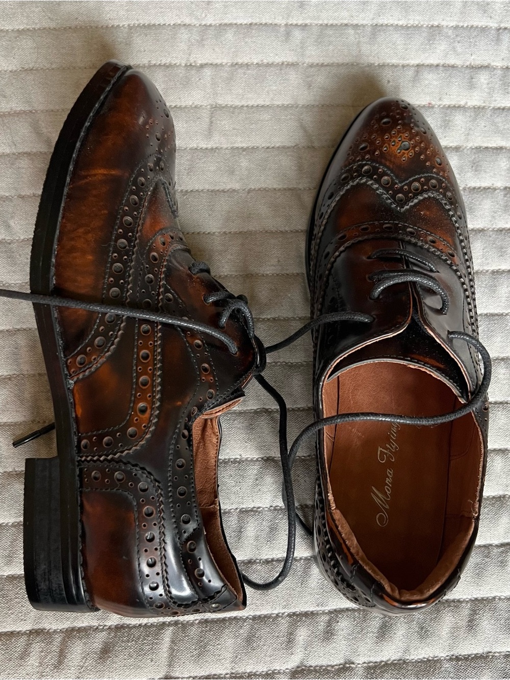 Mona Flying Brown Wingtip Brogue Lace-Up Dress Shoes